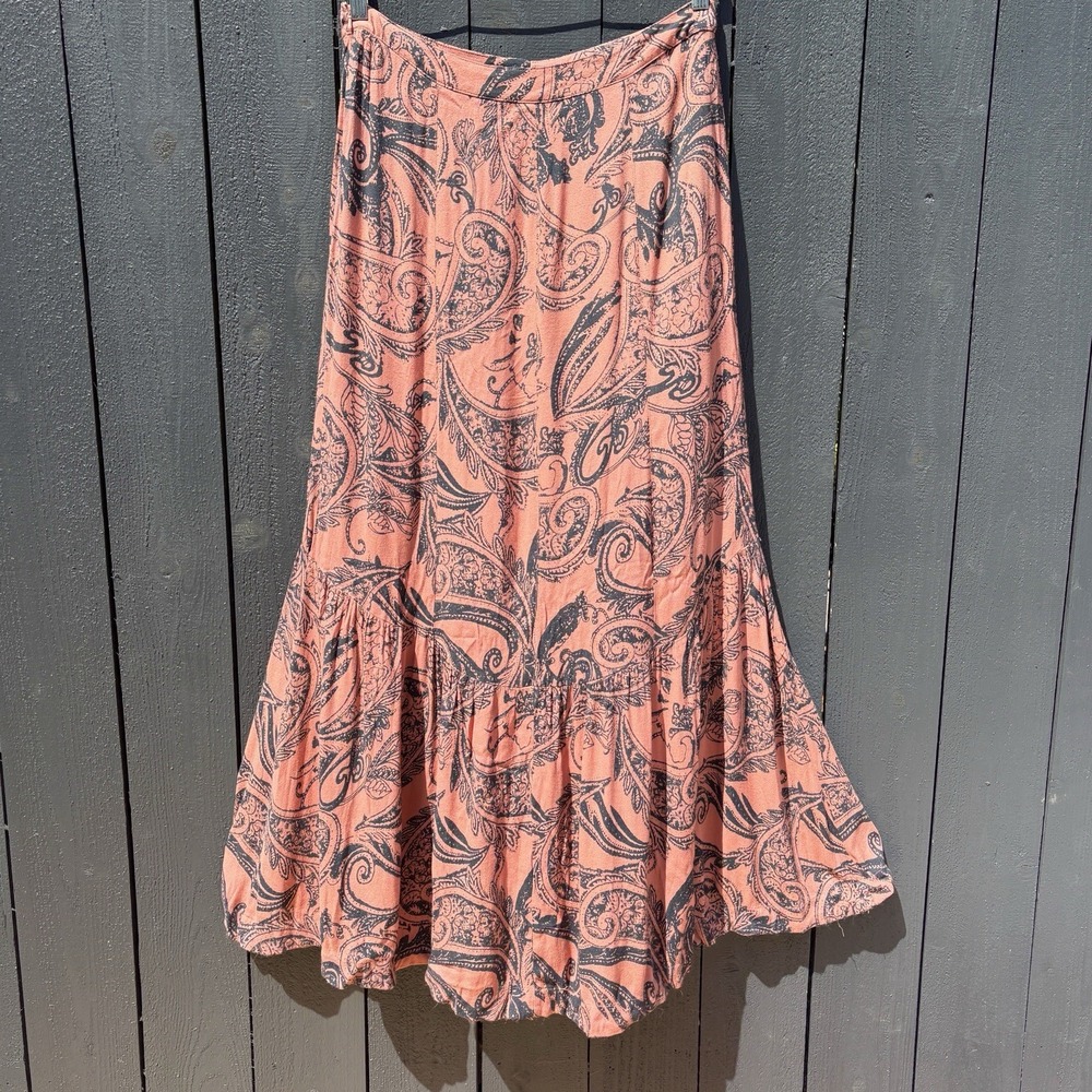 Free People Smooth Sailing Maxi Skirt 12 Boho Paisley Indie Whimsigoth Festival - Picture 2 of 8